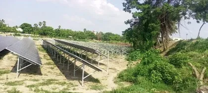 Rows of solar mounting structures